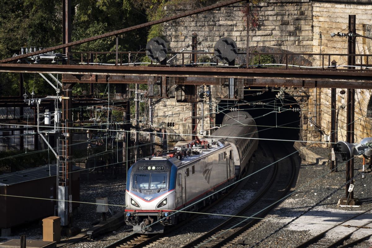 Amtrak an amtrak train exits the baltimore and potomac tunnel. drew angerer getty images